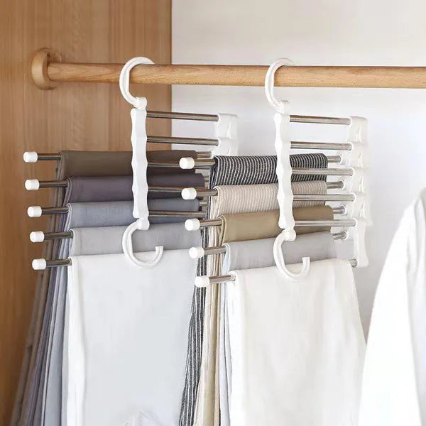 5 In 1 Clothing Rack Hangers Stainless Steel Folding Rack Closet Organizer Wardrobe Multi-functional Storage