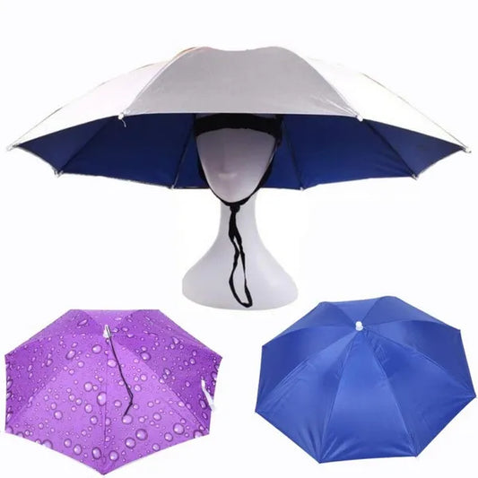 65cm Fashion Outdoor Sunscreen Windproof Head-Mounted Umbrella Top Folding Hat